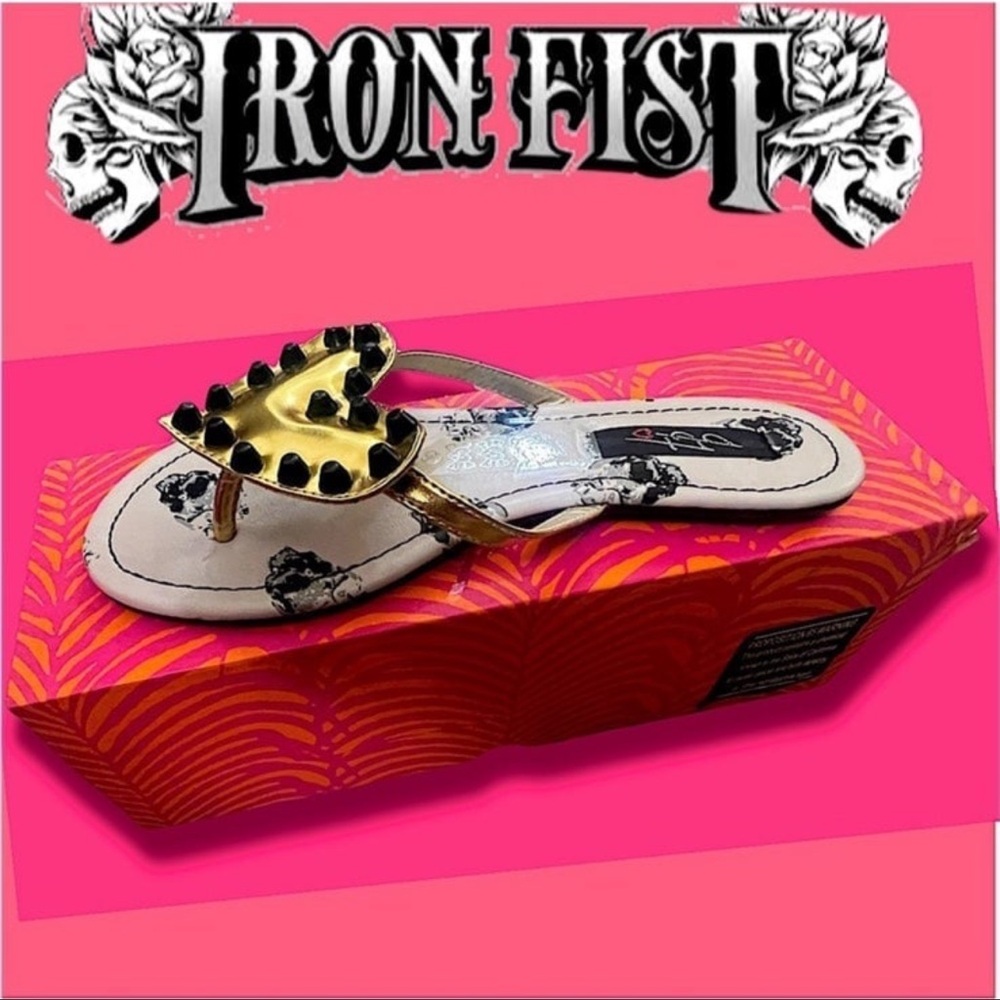 Iron Fist Pink and Orange Flat Sandals
